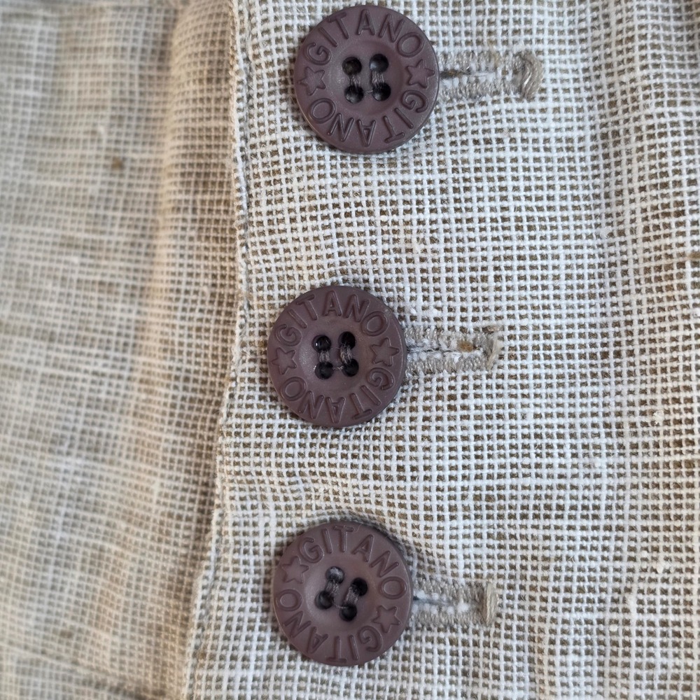 Gitano High Waisted Shorts Womens sz 8 Beige Vintage 90s Ramie Cotton Pleated - Picture 6 of 10